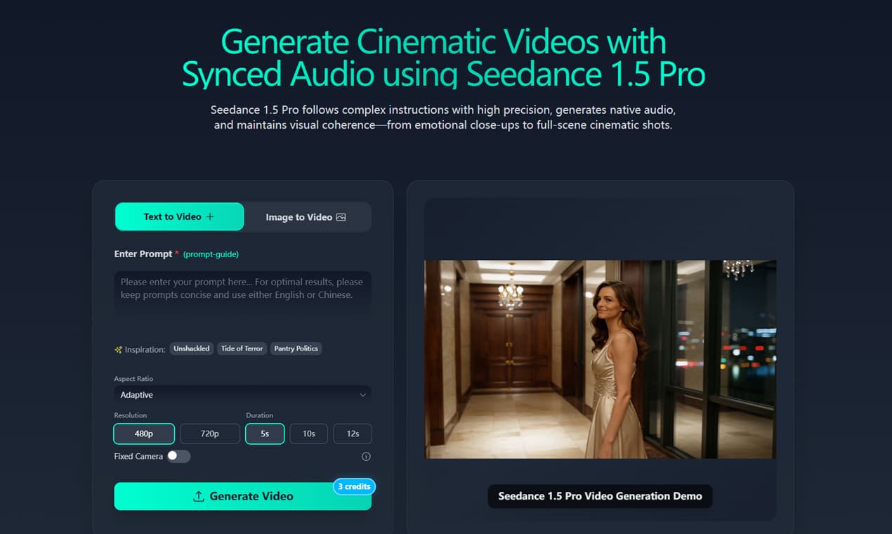 Seedance 1.5 Pro AI Video Generator screenshot 1