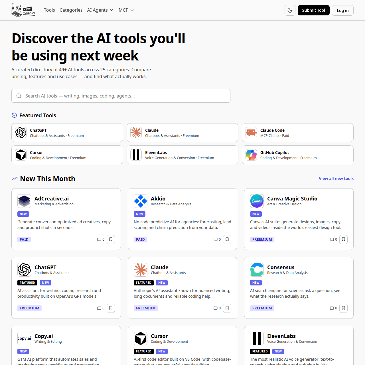 NextWeekAI — Find the Right AI Tool in Minutes screenshot 1