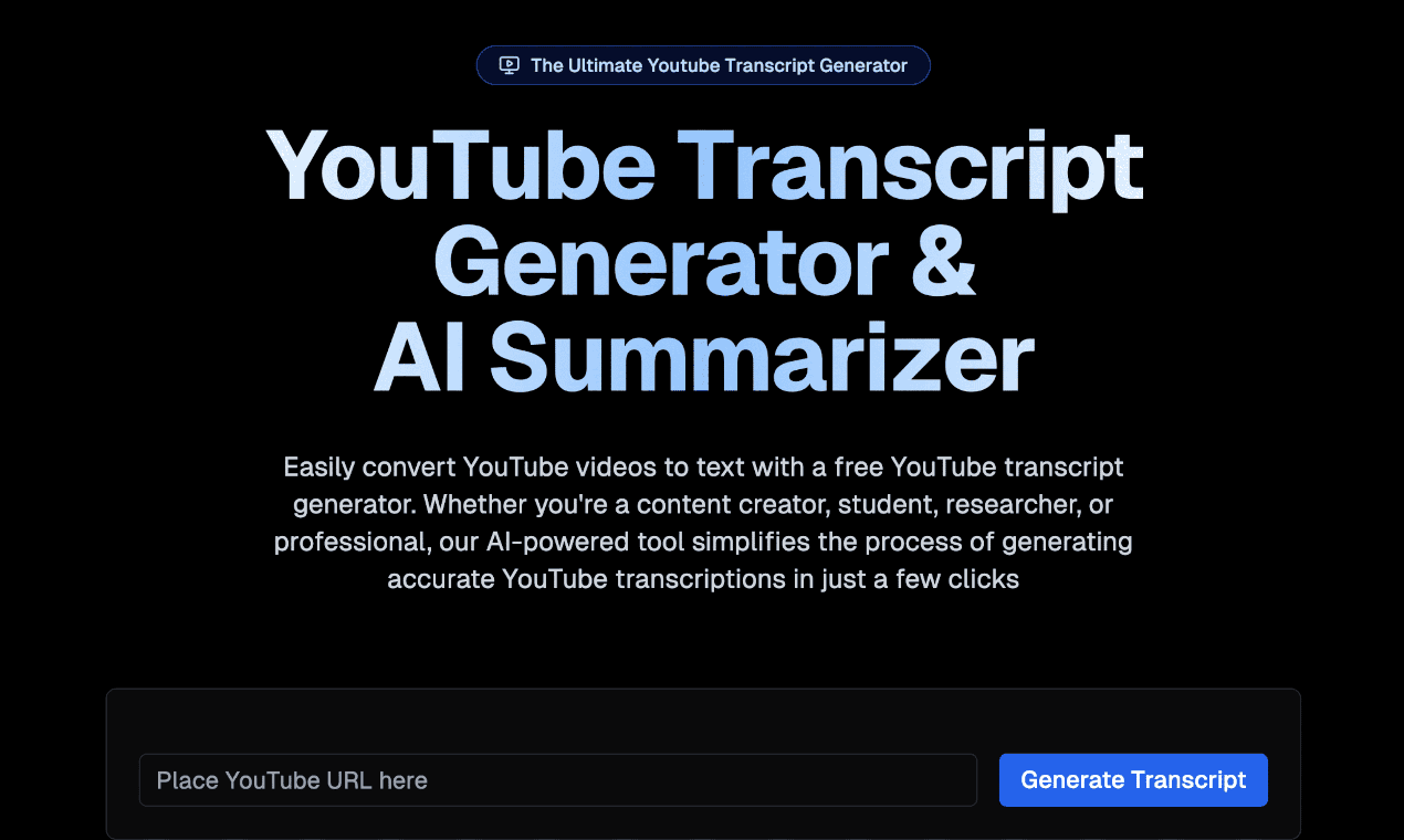 YouTube Transcript Generator – Free screenshot 1